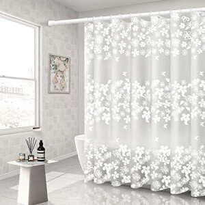 Rideau de douche Flocon série de fleurs verticales blancs 240x200 cm
