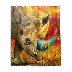 Rideau de douche Rhinocéros multicolore 150x180 cm