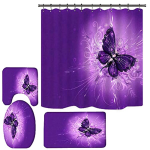 Rideau de douche Papillon violet foncé 75x45 cm