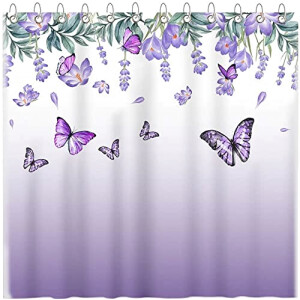 Rideau de douche Papillon violet 183x183 cm