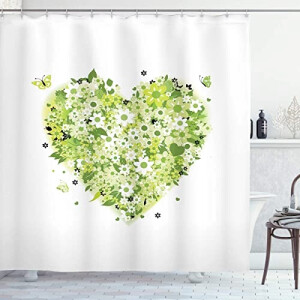 Rideau de douche Coeur fleurs 180x200 cm
